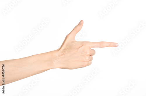 Hand gestures theme: the human hand shows gestures isolated on white background in studio © Parad St