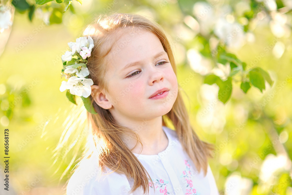 portrait of little girl outdoors in summer portrait of little girl outdoors in summer