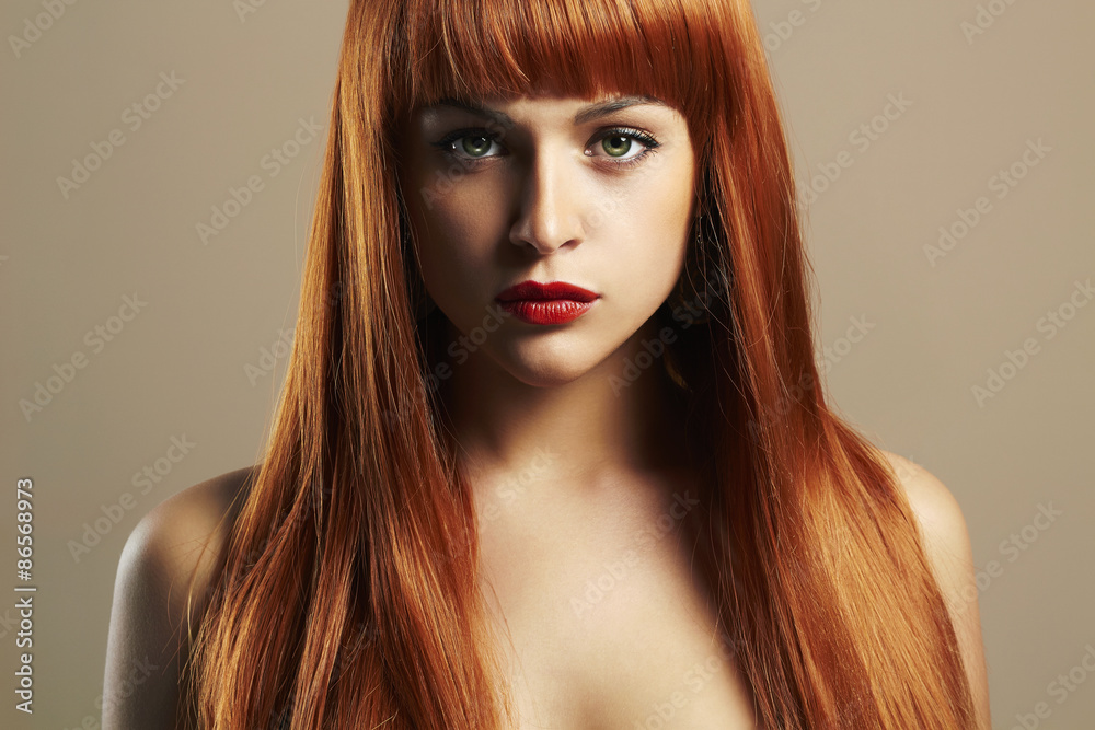 Beauty Girl Portrait.Healthy Red Hair.Beautiful Young Woman Beauty Girl Portrait.Healthy Red Hair.Beautiful Young Woman