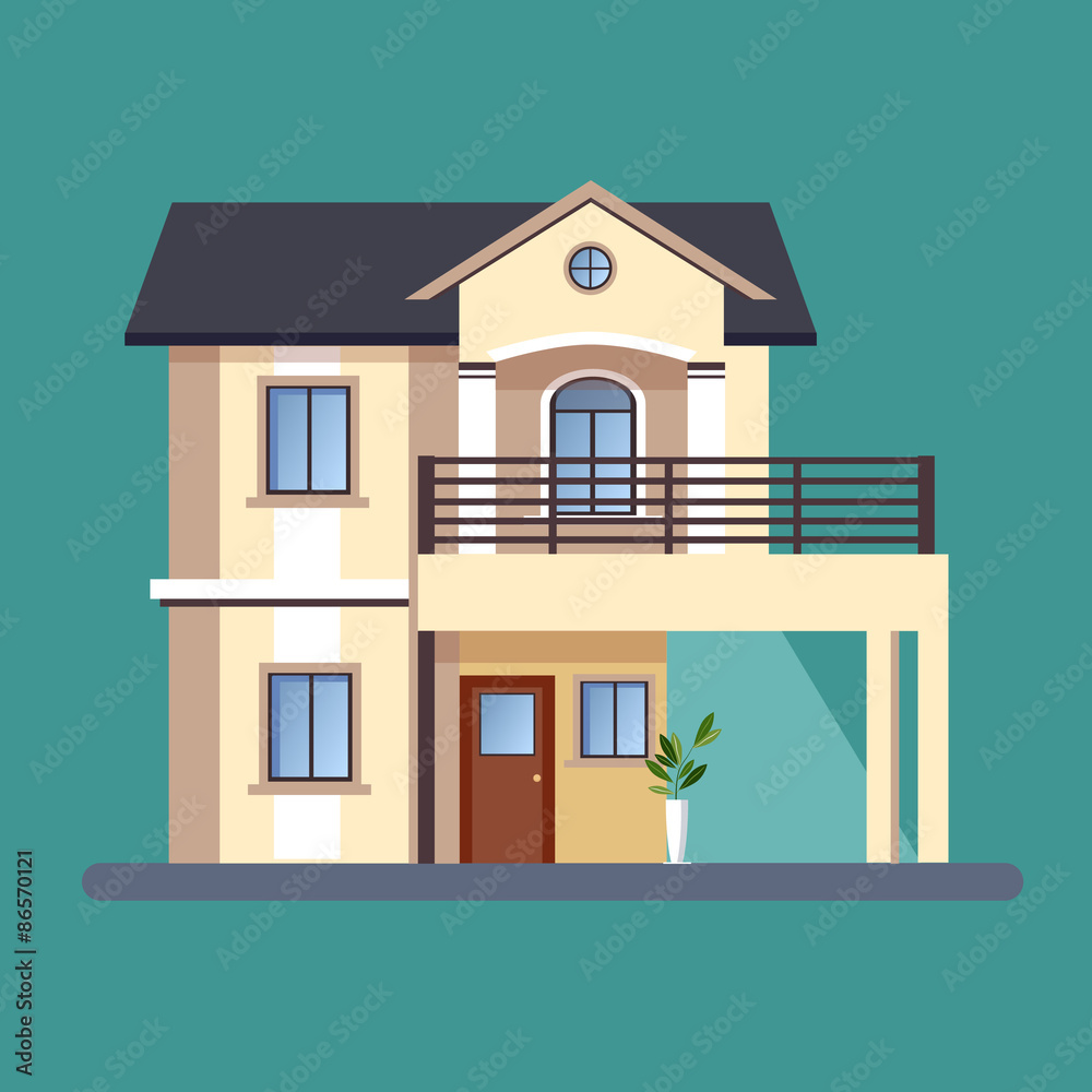 Colorful Flat Residential Houses Colorful Flat Residential Houses