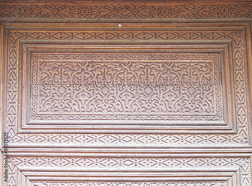 Detalle grabado y filigrana de una puerta típica, Marruecos, Norte de África