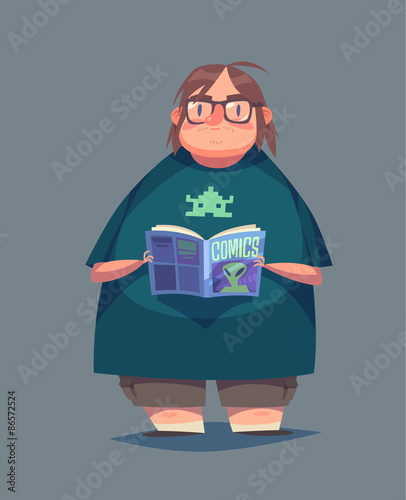 Funny geek character. Isolated vector illustration.