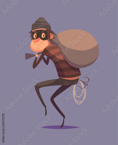 Funny thief character. Isolated vector illustration.