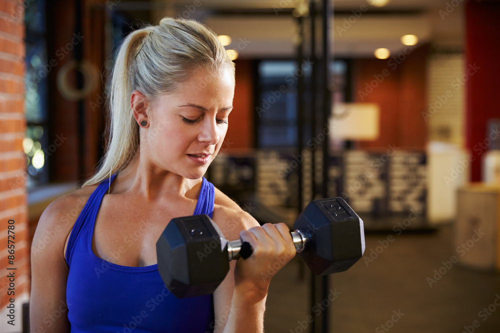 Woman In Gym Lifting Hand Weights Woman In Gym Lifting Hand Weights