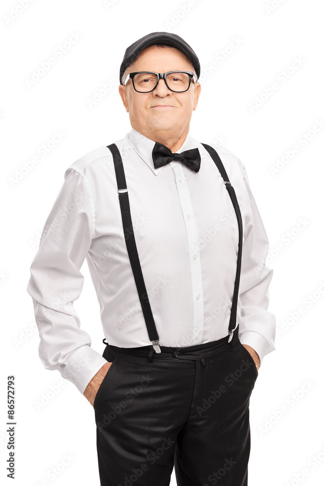 Vertical shot of a mature hipster in artistic clothes Vertical shot of a mature hipster in artistic clothes