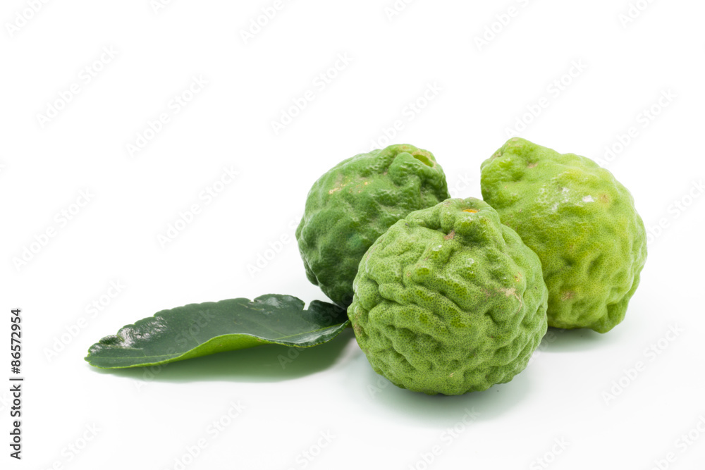 Kaffir lime (Bergamot) isolated on white background Kaffir lime (Bergamot) isolated on white background