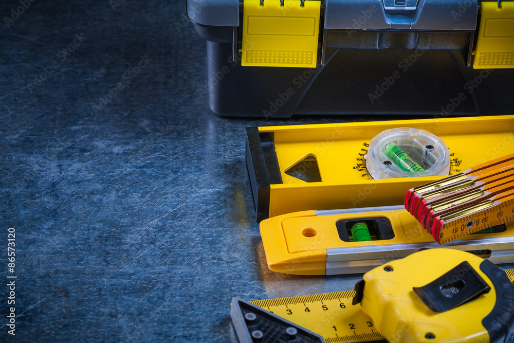 Fototapeta premium Copy space image of toolkit construction levels and instruments 
