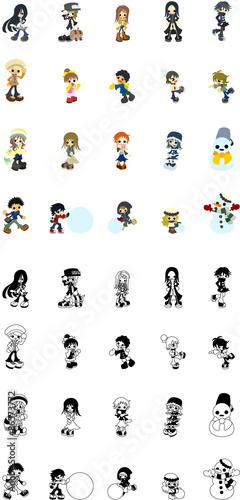 Cute icons of various people