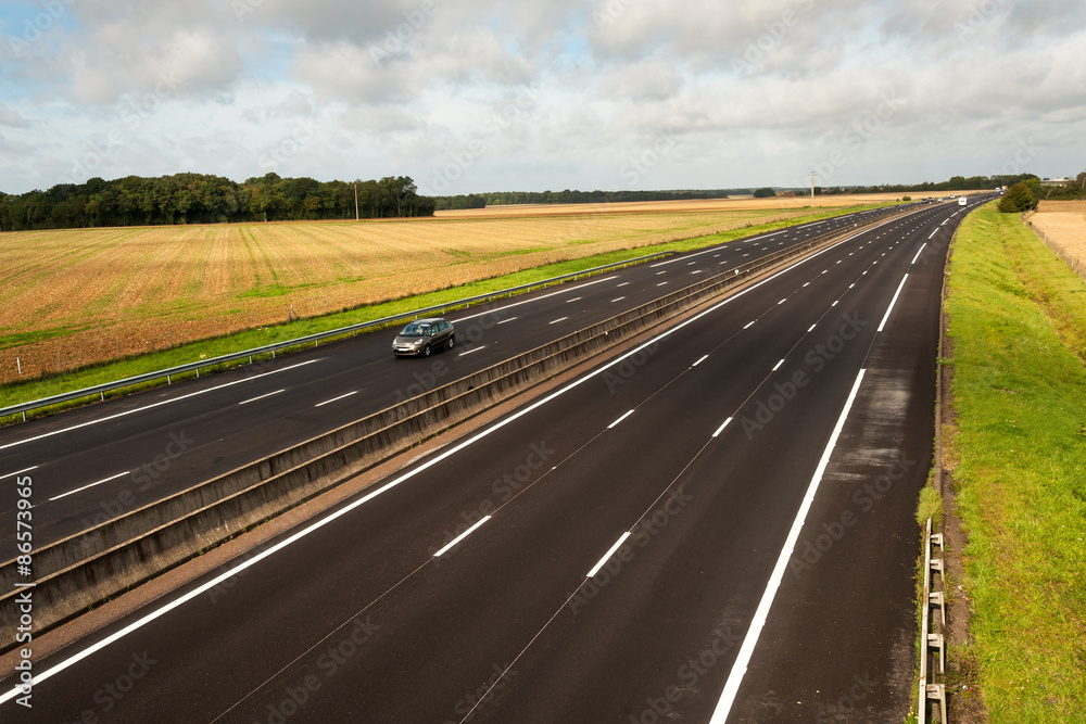 A13 French motorway from Paris to Caen through Normandy