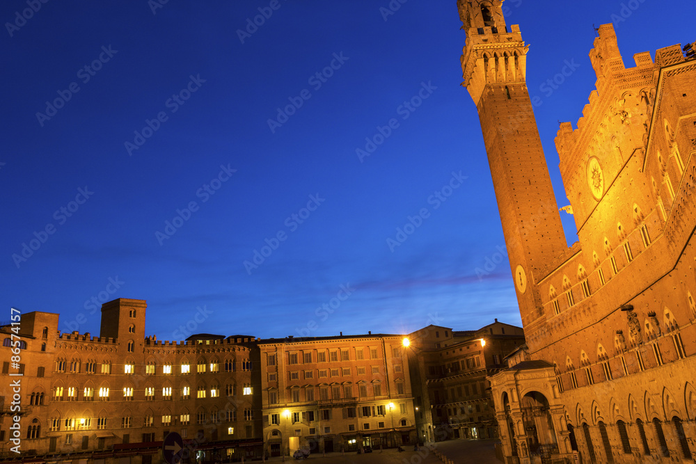 Palazzo Pubblico on Siena's Piazza del Campo in Italy