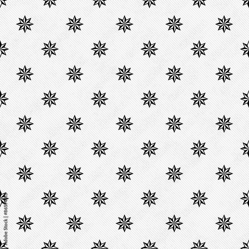 Black and White Eight Pointed Pinwheel Star Symbol Tile Pattern