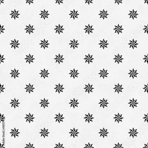 Black and White Eight Pointed Pinwheel Star Symbol Tile Pattern