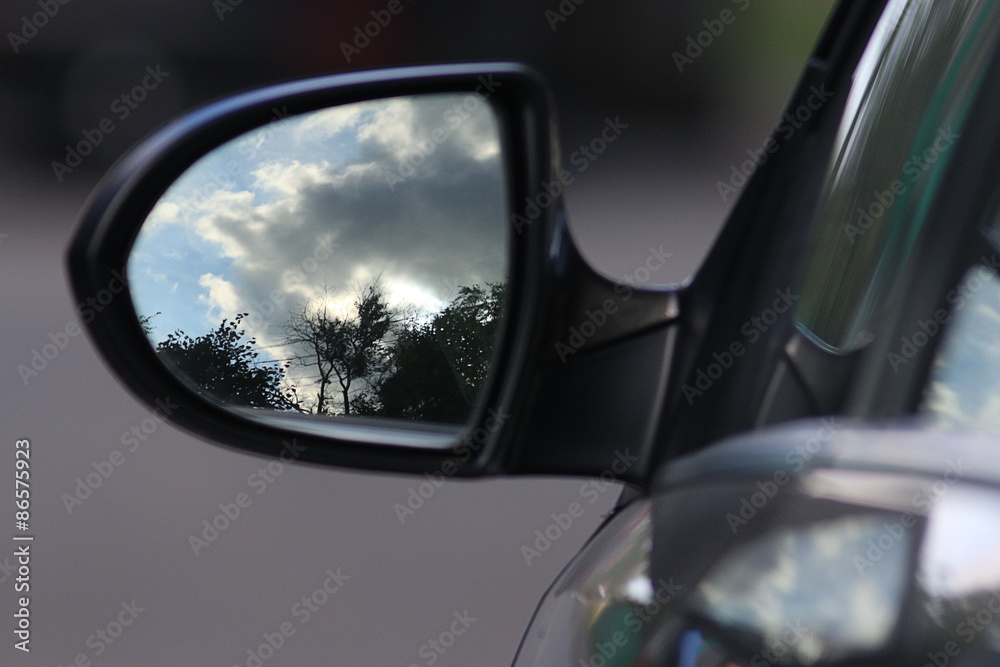 Obraz premium car rearview mirror reflection