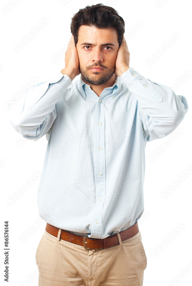 deaf man gesture on a white background deaf man gesture on a white background
