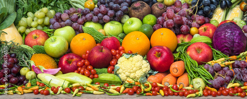 Fototapeta Naklejka Na Ścianę i Meble -  Group of tropical fruits and vegetables organics for healthy