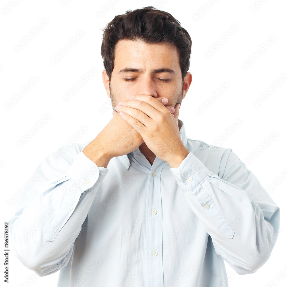silent man gesture on a white background silent man gesture on a white background