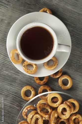Dried biscuits and tea
