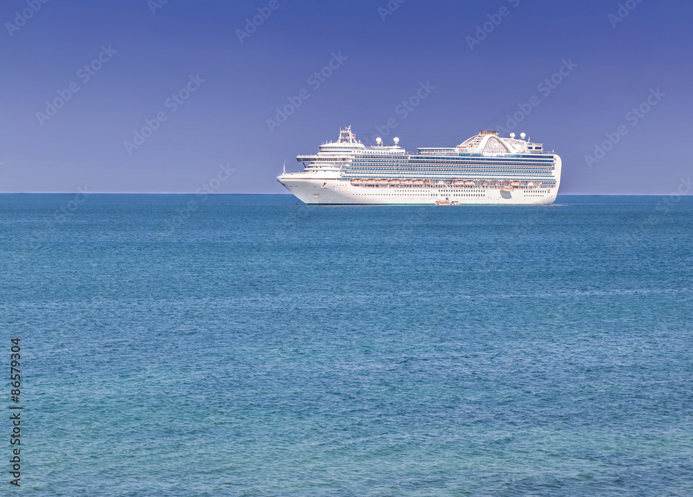 Luxury cruise ship in sea, ocean