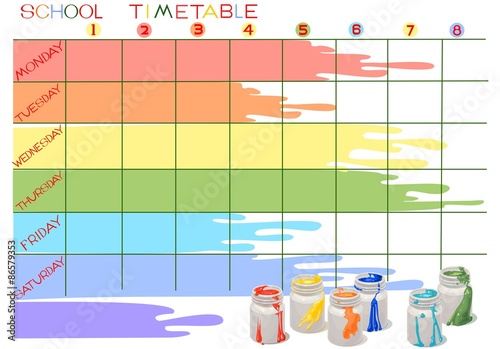 School timetable with paint cans