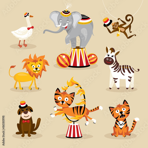 Set of cute circus animals