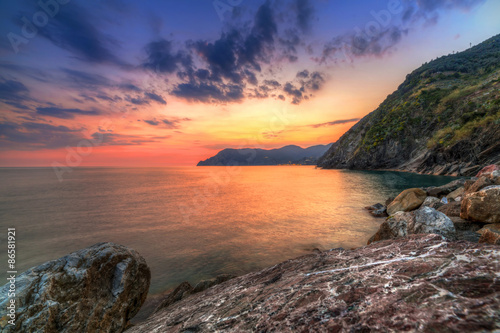 Beautiful sunset at Ligurian Sea, Italy