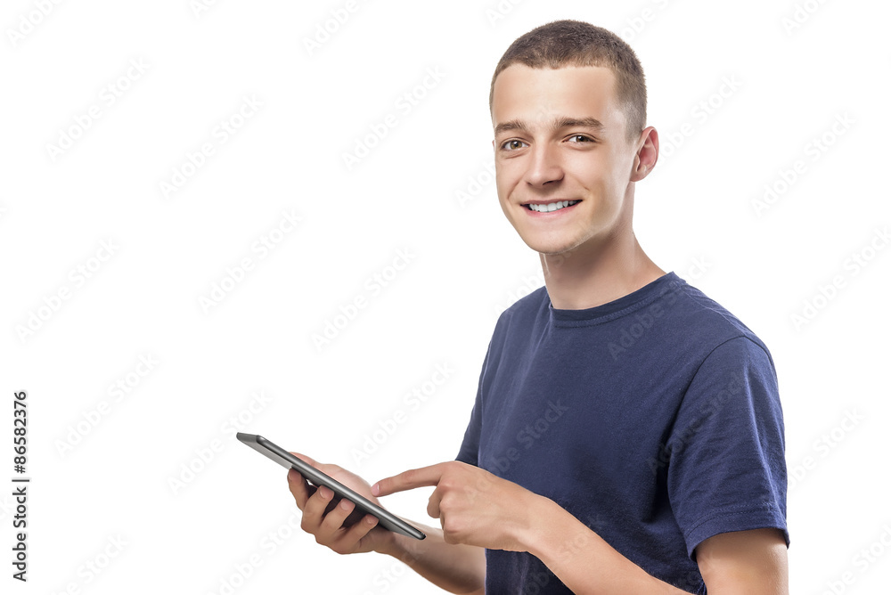 Young man using tablet pc Young man using tablet pc
