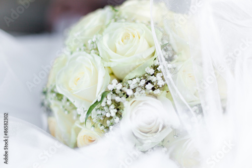 bouquet of the bride executed from light beige roses