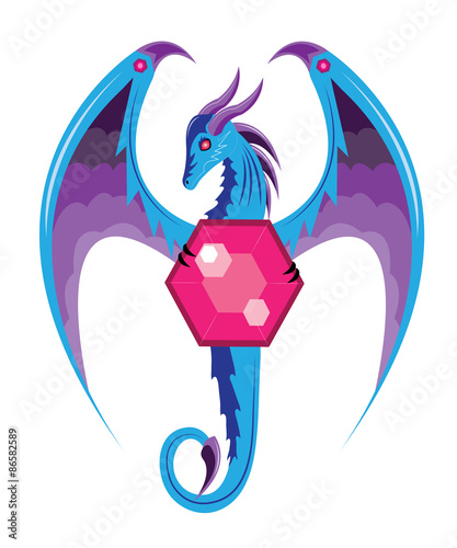 Blue dragon and stone.