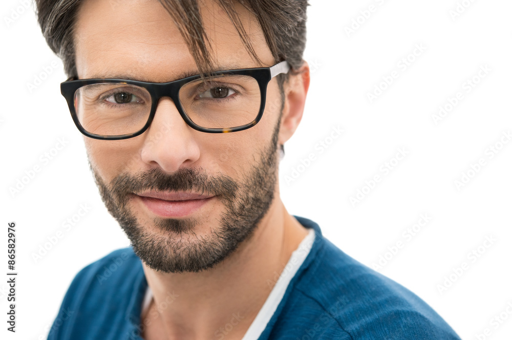 Satisfied man wearing specs Satisfied man wearing specs