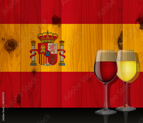 Spanish holiday and festival background (Board and flag and wine)