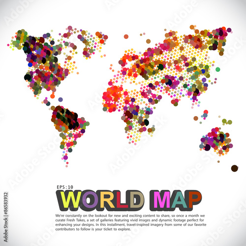 Abstract telecommunication world map with circles  lines and gradients - Detailed EPS10 vector design