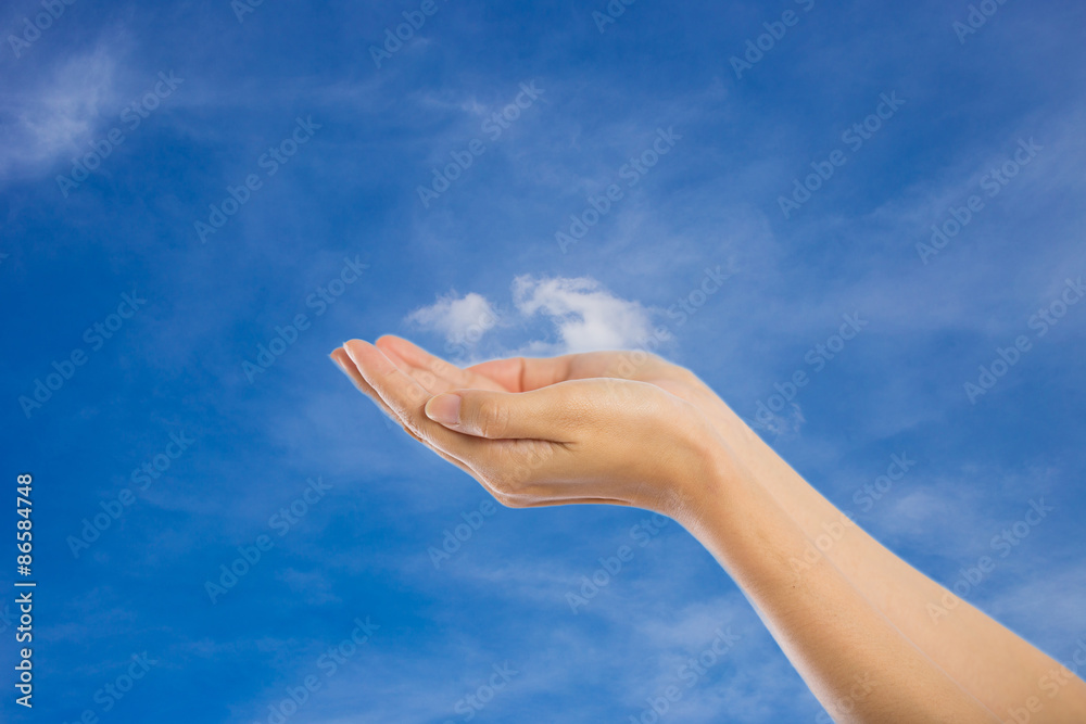 Praying Hands Isolated on sky background. Praying Hands Isolated on sky background.