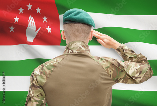 National military forces with flag on background conceptual series - Abkhazia