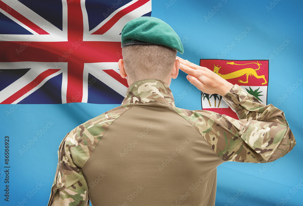 Fototapeta premium National military forces with flag on background conceptual series - Fiji