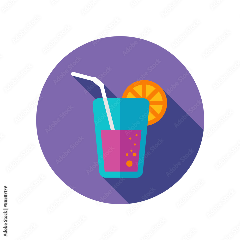 Cocktail flat icon with long shadow Cocktail flat icon with long shadow