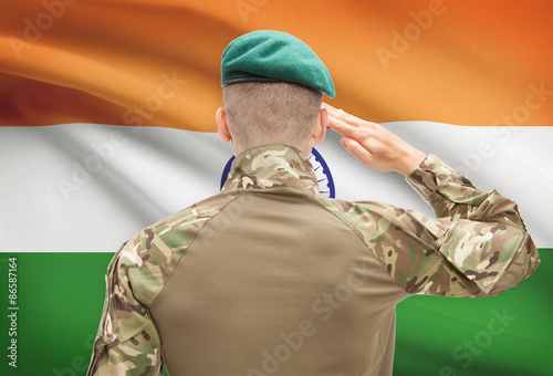 National military forces with flag on background conceptual series - India