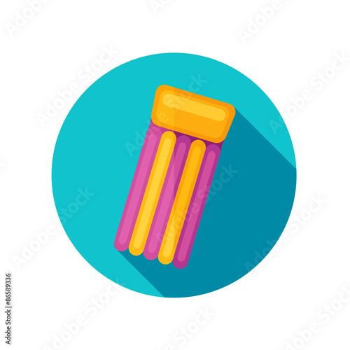 Floating mattress on beach flat icon