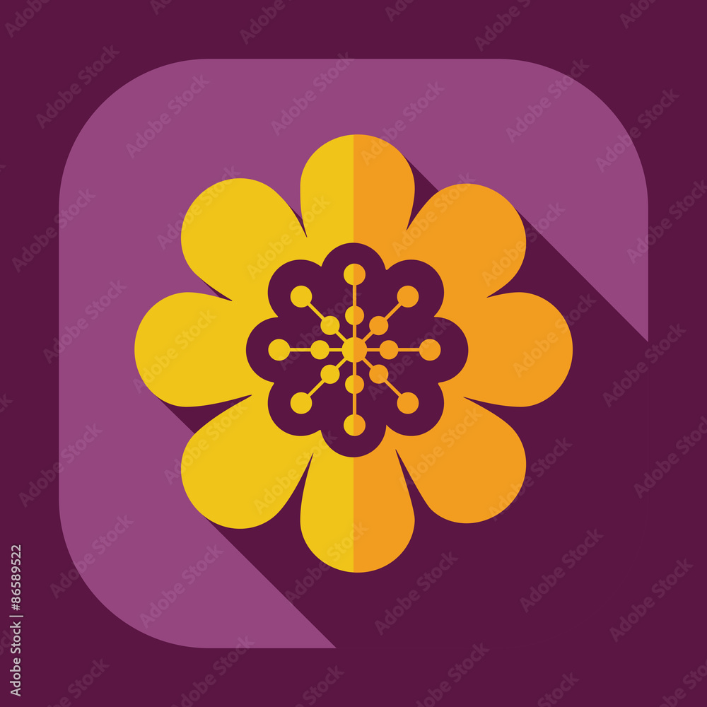 Flat modern design with shadow icon flower Flat modern design with shadow icon flower