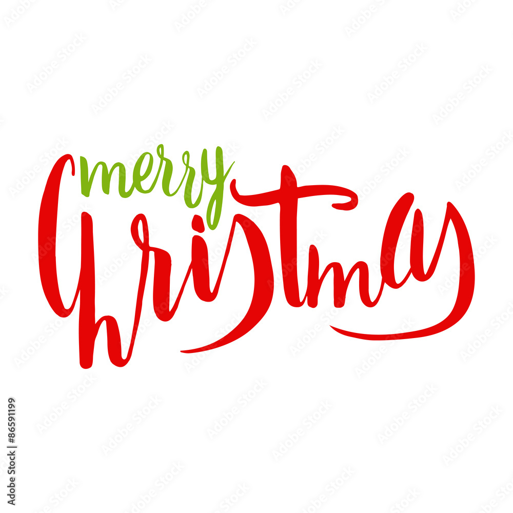 Hand drawn merry christmas lettering.