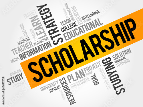 Scholarship word cloud, education concept