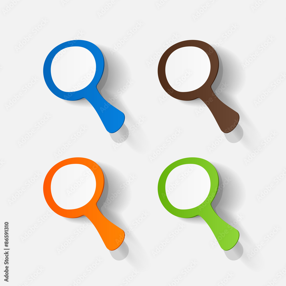 Paper clipped sticker: search magnifier Paper clipped sticker: search magnifier