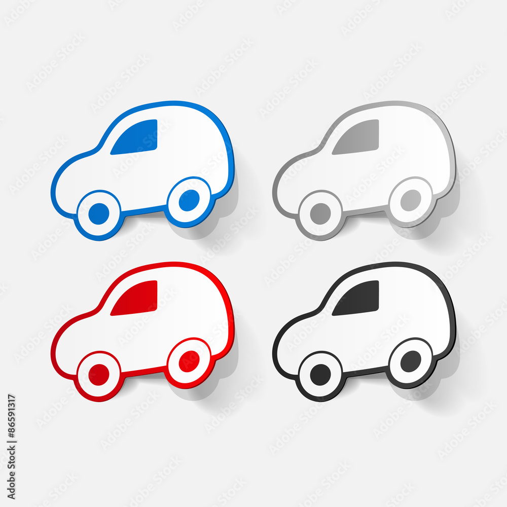 Paper clipped sticker: symbol car Paper clipped sticker: symbol car