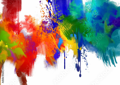 abstract colorful paint stroke on white background.digital painting