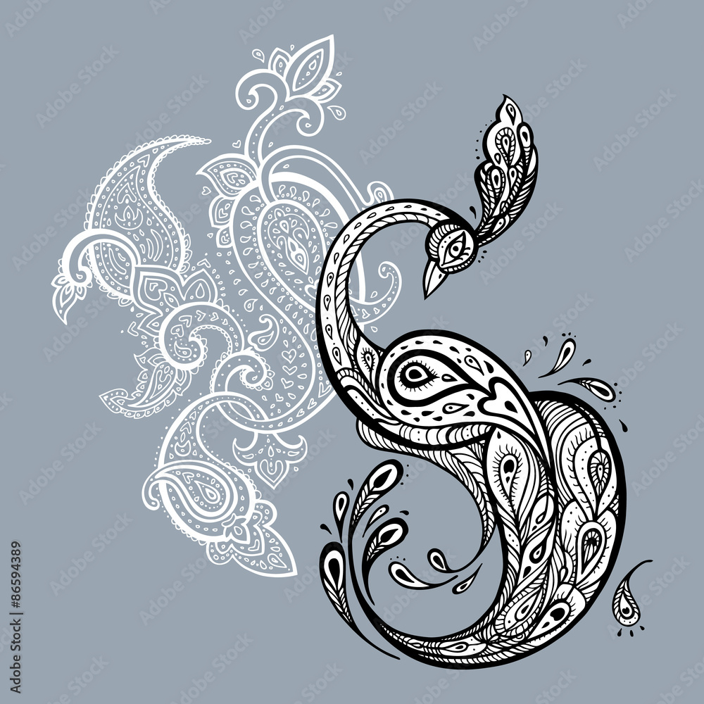 Peacock. Decorative Vector illustration. Peacock. Decorative Vector illustration.