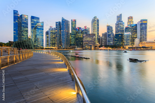 Photography Landscape of the Singapore financial district and business building