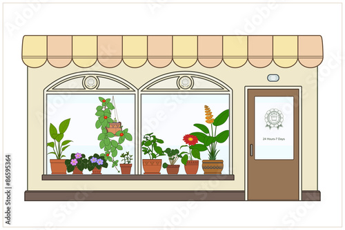 Shop houseplants. Vector.