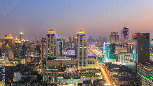 Bangkok Cityscape, Business district with high building at dusk (Bangkok, Thailand) © Southtownboy Studio