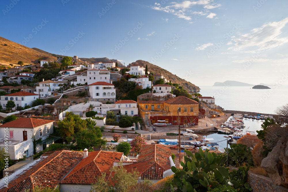 Small fishing harbour in the town of Hydra.