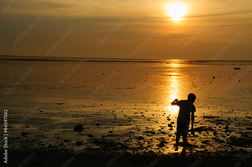 Fototapeta premium Sonnenuntergang am Wattenmeer 