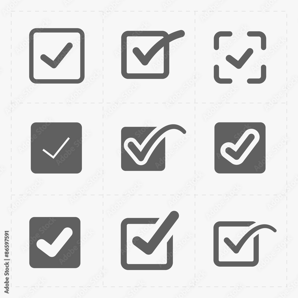 Vector black confirm icons set Vector black confirm icons set